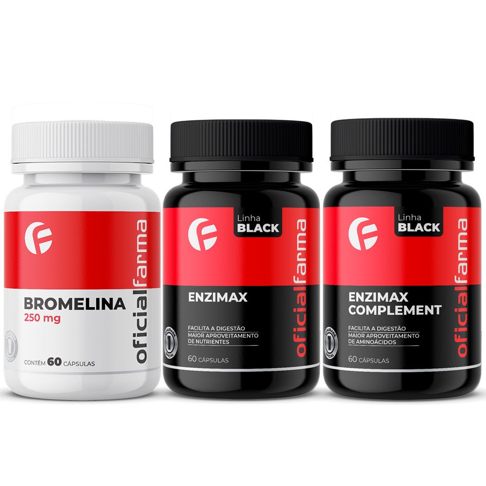 Bromelina 250mg 60 C&aacute;psulas + Enzimax Black