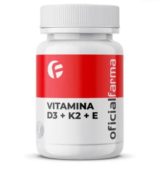 Vitamina D3 + K2 + E 180 c&aacute;psulas